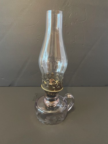 Vintage oil lamp etched - vintage, with